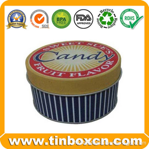 Round Metal Candy Tin for Sweets  Sugars Storage